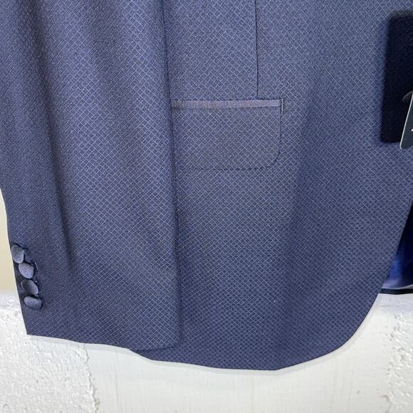 Alfani Men's Slim-Fit Diamond Grid Tuxedo jacket Navy 38R $360 - Picture 5 of 10